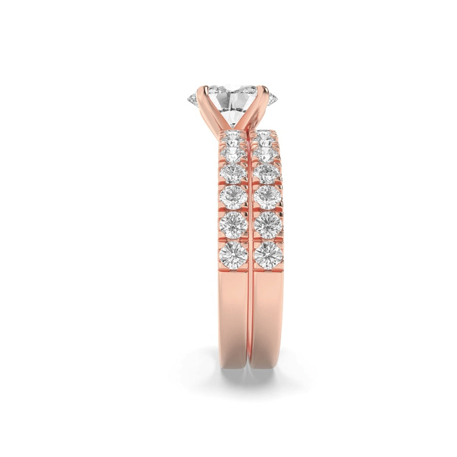 2CTW Oval Shaped Lab Grown Diamond (F/VS) Classic Accented  Set With Band and Engagement Ring in 14K Gold