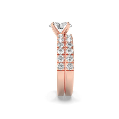 2CTW Oval Shaped Lab Grown Diamond (F/VS) Classic Accented  Set With Band and Engagement Ring in 14K Gold