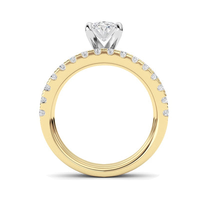2CTW Oval Shaped Lab Grown Diamond (F/VS) Classic Accented  Set With Band and Engagement Ring in 14K Gold
