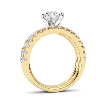 2CTW Oval Shaped Lab Grown Diamond (F/VS) Classic Accented  Set With Band and Engagement Ring in 14K Gold