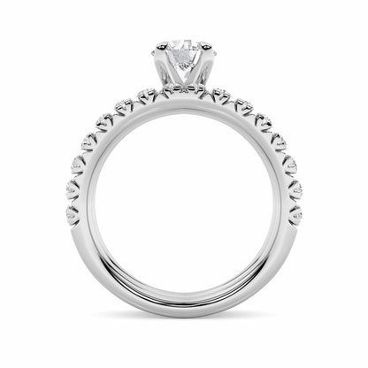 2CTW Round Shaped Lab Grown Diamond (F/VS) Classic Accented Set With Band and Engagement Ring in 14K Gold