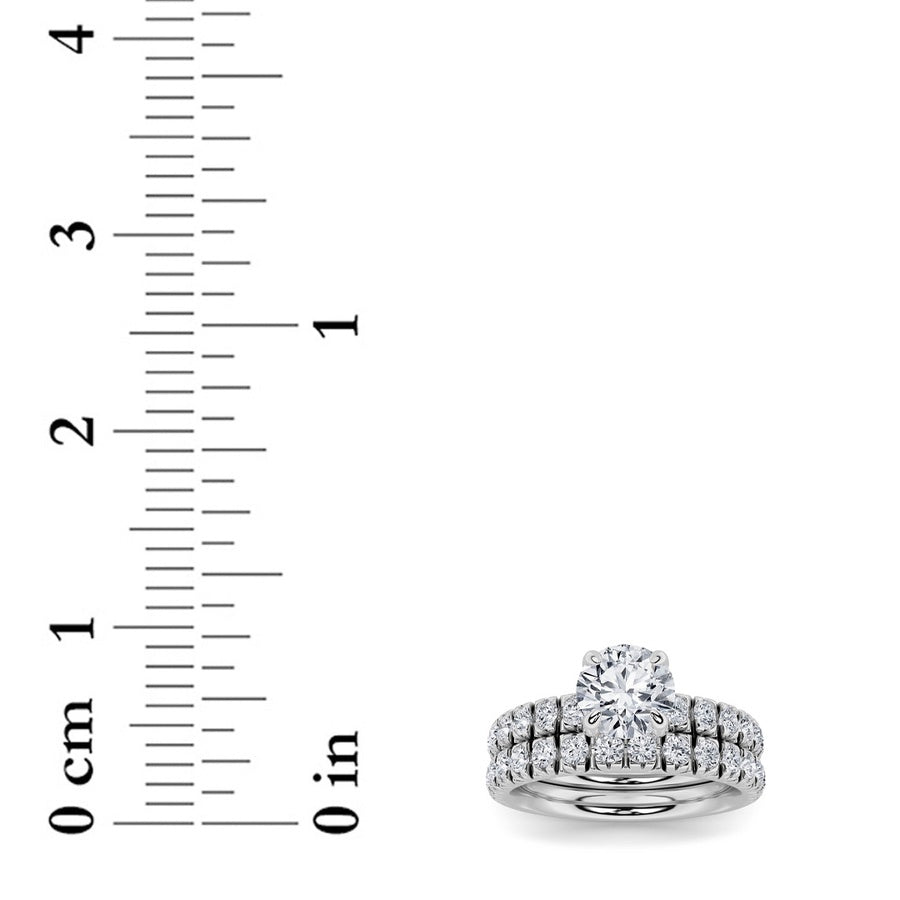 2CTW Round Shaped Lab Grown Diamond (F/VS) Classic Accented Set With Band and Engagement Ring in 14K Gold