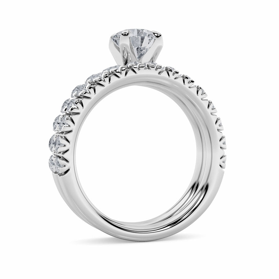 2CTW Round Shaped Lab Grown Diamond (F/VS) Classic Accented Set With Band and Engagement Ring in 14K Gold