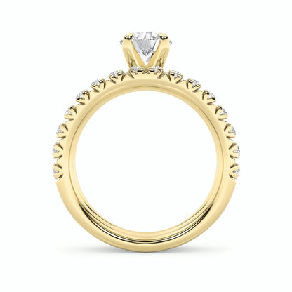 2CTW Round Shaped Lab Grown Diamond (F/VS) Classic Accented Set With Band and Engagement Ring in 14K Gold