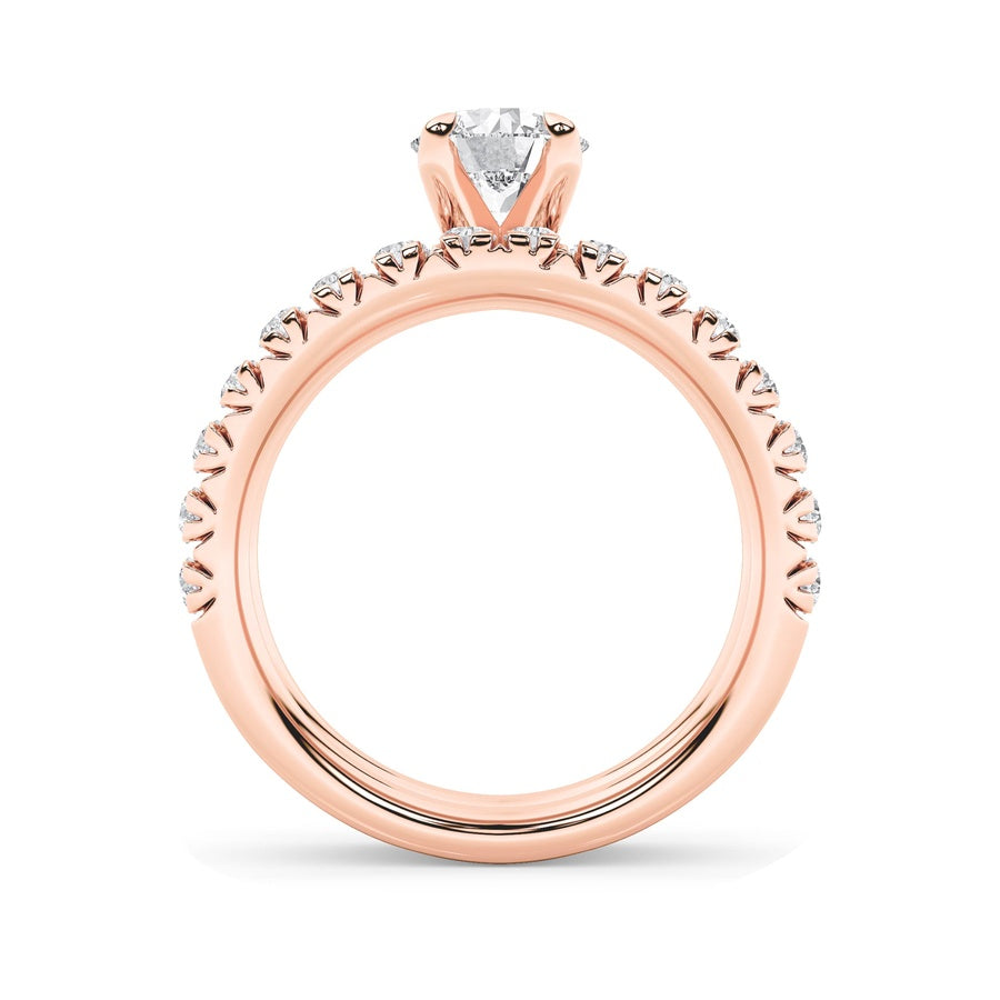 2CTW Round Shaped Lab Grown Diamond (F/VS) Classic Accented Set With Band and Engagement Ring in 14K Gold