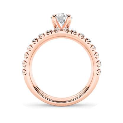 2CTW Round Shaped Lab Grown Diamond (F/VS) Classic Accented Set With Band and Engagement Ring in 14K Gold