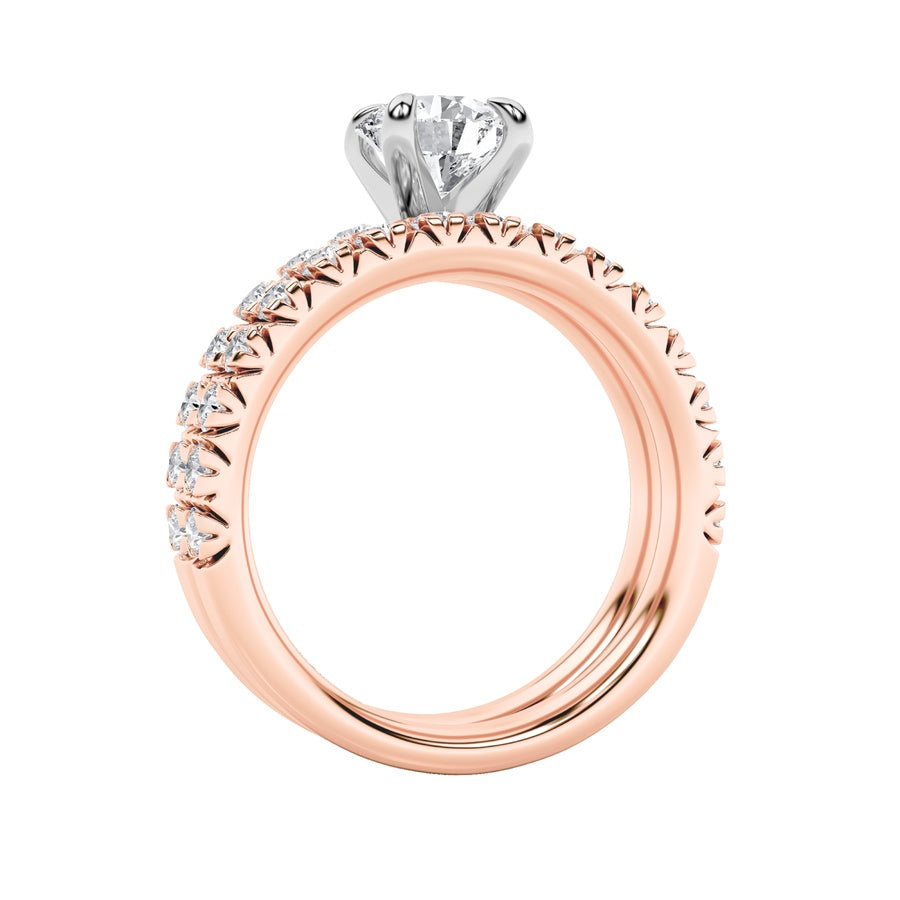 2CTW Round Shaped Lab Grown Diamond (F/VS) Classic Accented Set With Band and Engagement Ring in 14K Gold