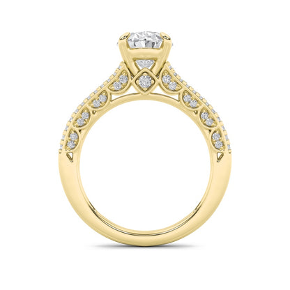 2CTW Oval Shaped Lab Grown Diamond (F/VS) Split Shank Accented Engagement Ring in 14K Gold