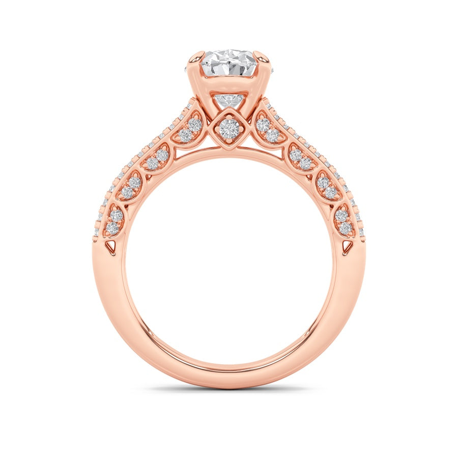 2CTW Oval Shaped Lab Grown Diamond (F/VS) Split Shank Accented Engagement Ring in 14K Gold