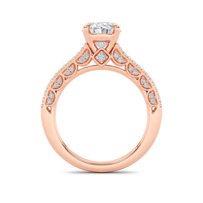 2CTW Oval Shaped Lab Grown Diamond (F/VS) Split Shank Accented Engagement Ring in 14K Gold