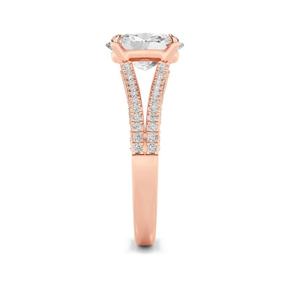 2CTW Oval Shaped Lab Grown Diamond (F/VS) Split Shank Accented Engagement Ring in 14K Gold