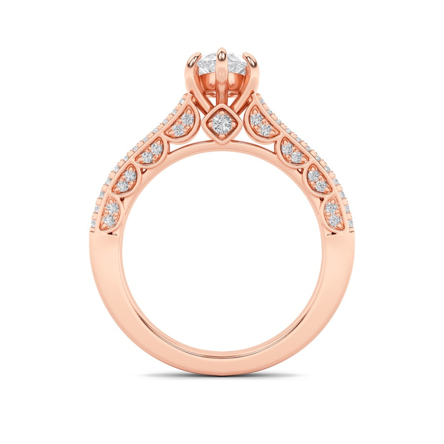 2CTW Pear Shaped Lab Grown Diamond (F/VS) Split Shank Accented Engagement Ring in 14K Gold