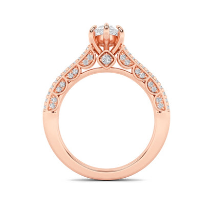 2CTW Pear Shaped Lab Grown Diamond (F/VS) Split Shank Accented Engagement Ring in 14K Gold