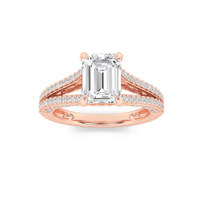 2CTW Radiant Shaped Lab Grown Diamond (F/VS) Split Shank Accented Engagement Ring in 14K Gold