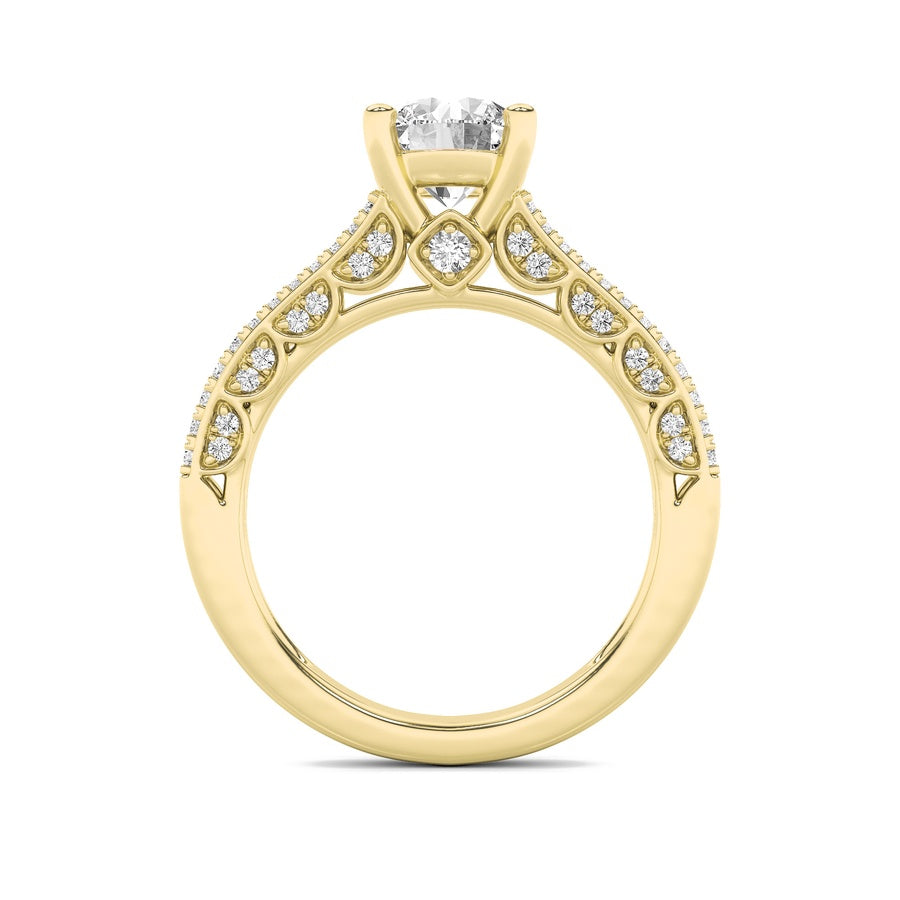 2CTW Round Shaped Lab Grown Diamond (F/VS) Split Shank Accented Engagement Ring in 14K Gold