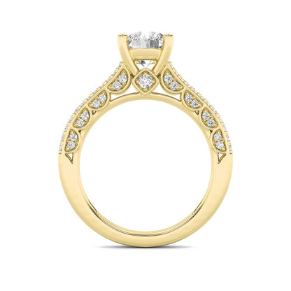 2CTW Round Shaped Lab Grown Diamond (F/VS) Split Shank Accented Engagement Ring in 14K Gold