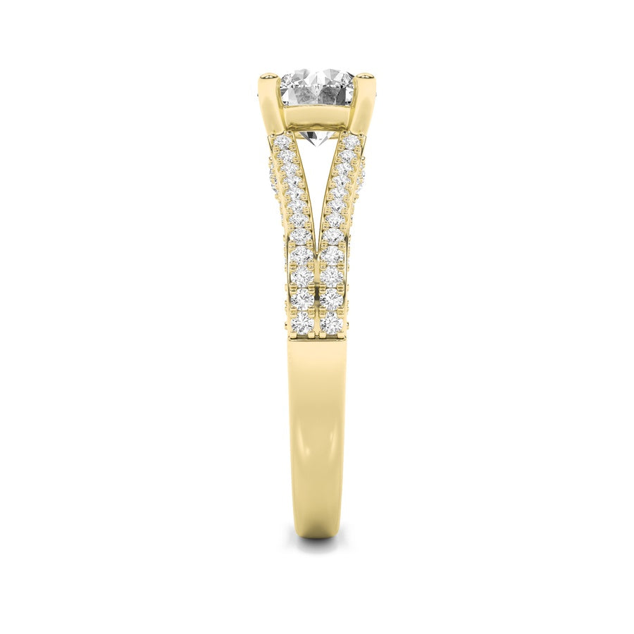2CTW Round Shaped Lab Grown Diamond (F/VS) Split Shank Accented Engagement Ring in 14K Gold