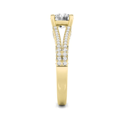 2CTW Round Shaped Lab Grown Diamond (F/VS) Split Shank Accented Engagement Ring in 14K Gold