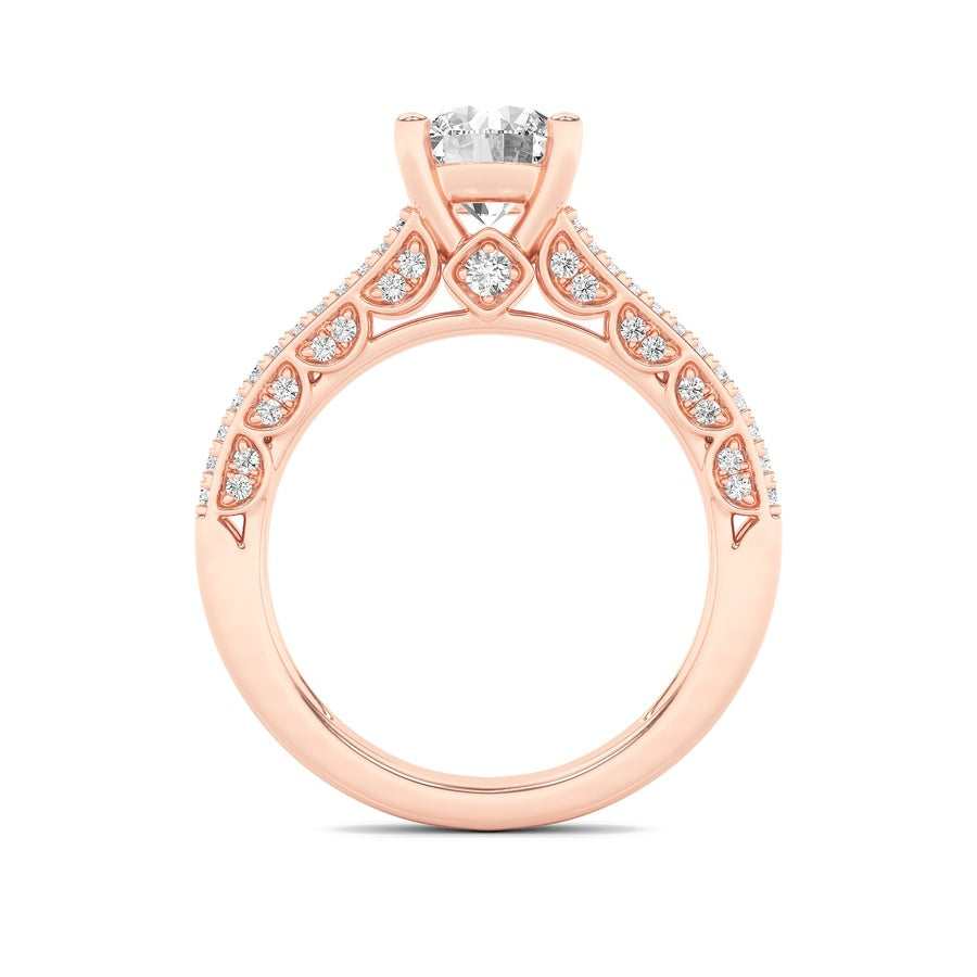 2CTW Round Shaped Lab Grown Diamond (F/VS) Split Shank Accented Engagement Ring in 14K Gold