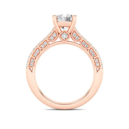 2CTW Round Shaped Lab Grown Diamond (F/VS) Split Shank Accented Engagement Ring in 14K Gold