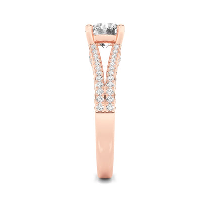2CTW Round Shaped Lab Grown Diamond (F/VS) Split Shank Accented Engagement Ring in 14K Gold