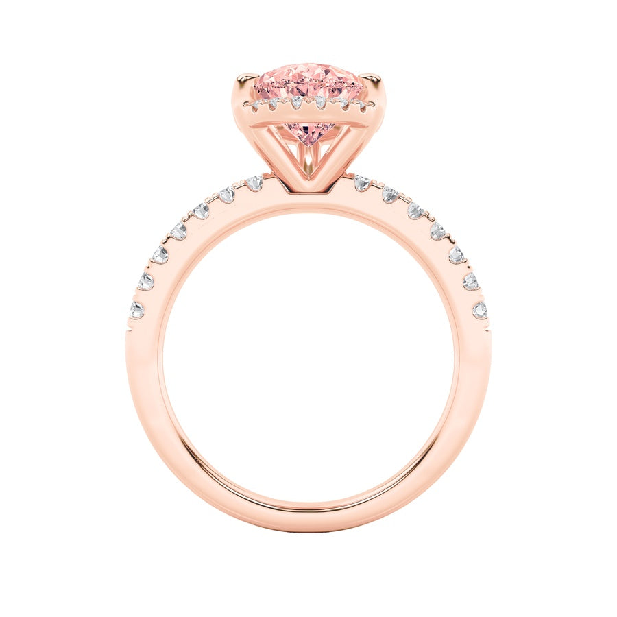 2CTW Pear Shaped Lab Grown Diamond (F/VS) Halo Accented Engagement Ring in 14K Gold