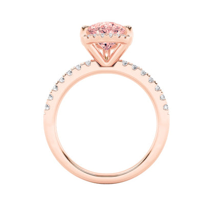 2CTW Pear Shaped Lab Grown Diamond (F/VS) Halo Accented Engagement Ring in 14K Gold