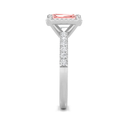 2CTW Radiant Shaped Lab Grown Diamond (F/VS) Halo Accented Engagement Ring in 14K Gold