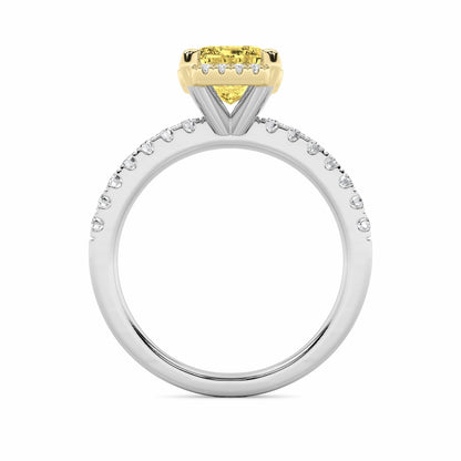 2CTW Radiant Shaped Lab Grown Diamond (F/VS) Halo Accented Engagement Ring in 14K Gold
