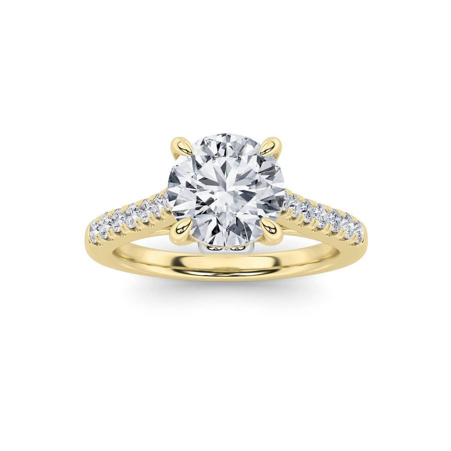 2.5CTW Round Shaped Lab Grown Diamond (F/VS) Petite Shank Accented Engagement Ring in 14K Gold