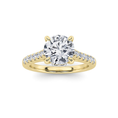 2.5CTW Round Shaped Lab Grown Diamond (F/VS) Petite Shank Accented Engagement Ring in 14K Gold