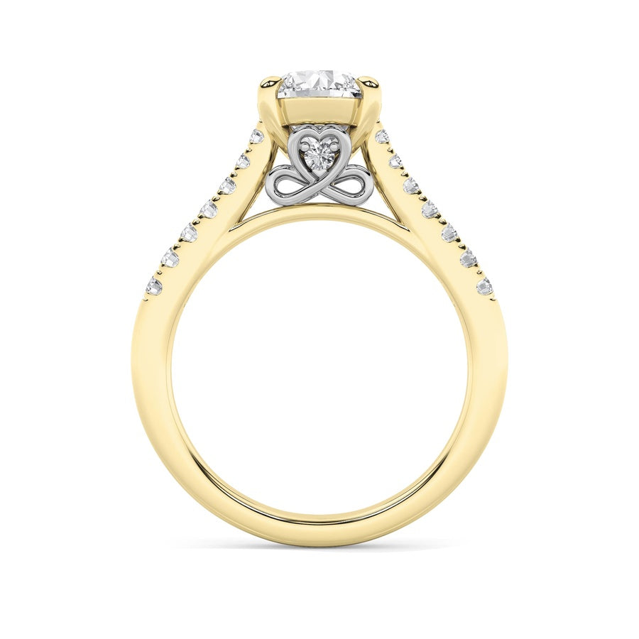 2.5CTW Round Shaped Lab Grown Diamond (F/VS) Petite Shank Accented Engagement Ring in 14K Gold