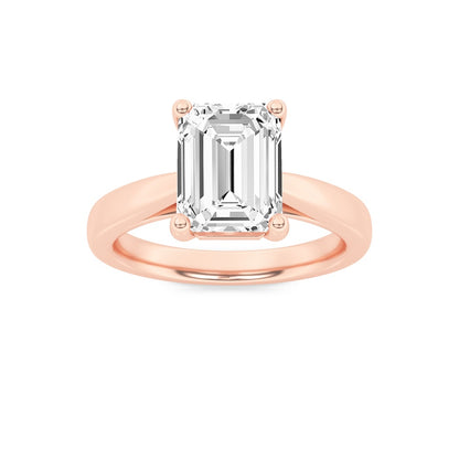 2CTW Emerald Shaped Lab Grown Diamond (F/VS) Classic Shank Solitaire Engagement Ring in 14K Gold