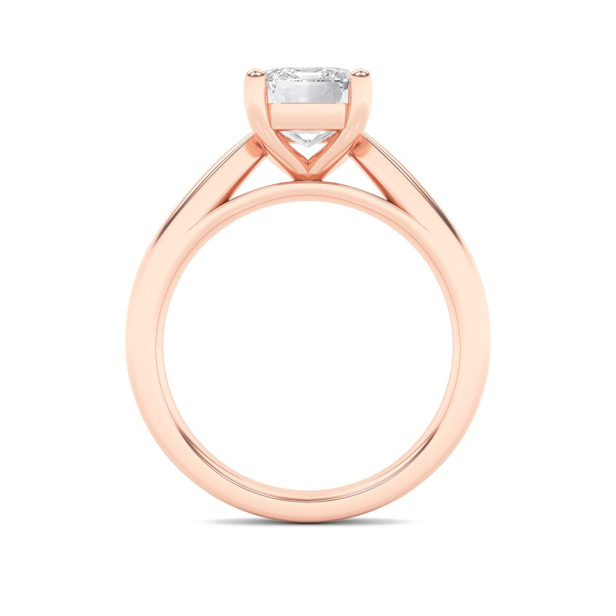 2CTW Emerald Shaped Lab Grown Diamond (F/VS) Classic Shank Solitaire Engagement Ring in 14K Gold