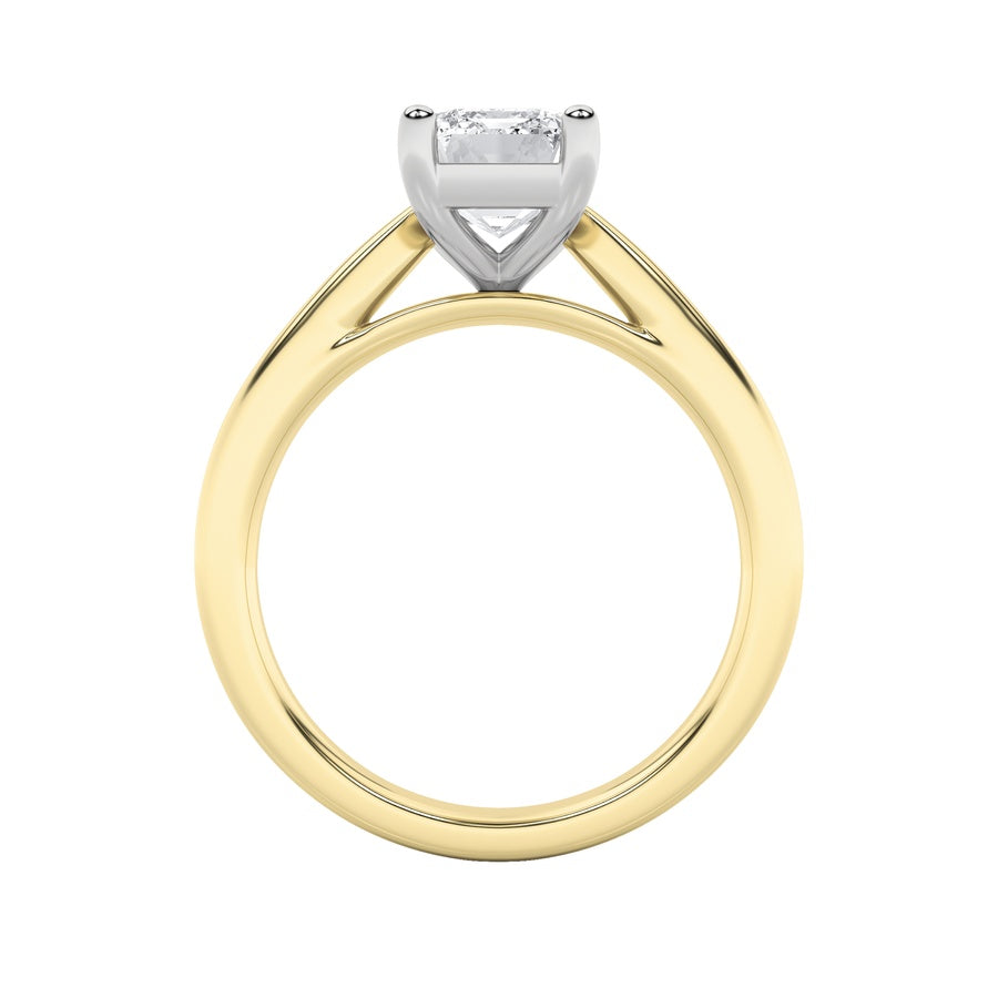 2CTW Emerald Shaped Lab Grown Diamond (F/VS) Classic Shank Solitaire Engagement Ring in 14K Gold