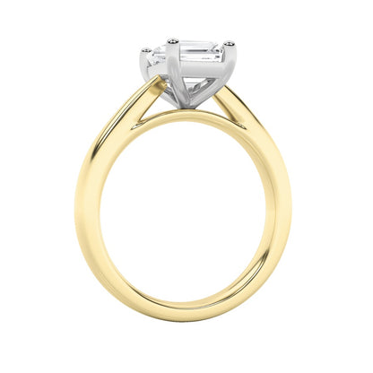 2CTW Emerald Shaped Lab Grown Diamond (F/VS) Classic Shank Solitaire Engagement Ring in 14K Gold