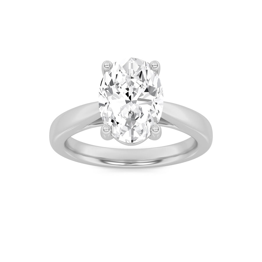 2CTW Oval Shaped Lab Grown Diamond (F/VS) Classic Shank Solitaire Engagement Ring in 14K Gold