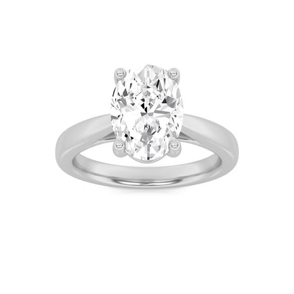 2CTW Oval Shaped Lab Grown Diamond (F/VS) Classic Shank Solitaire Engagement Ring in 14K Gold