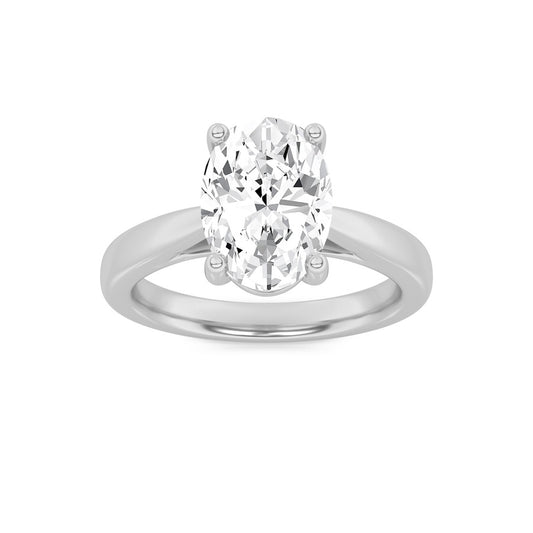 2CTW Oval Shaped Lab Grown Diamond (F/VS) Classic Shank Solitaire Engagement Ring in 14K Gold