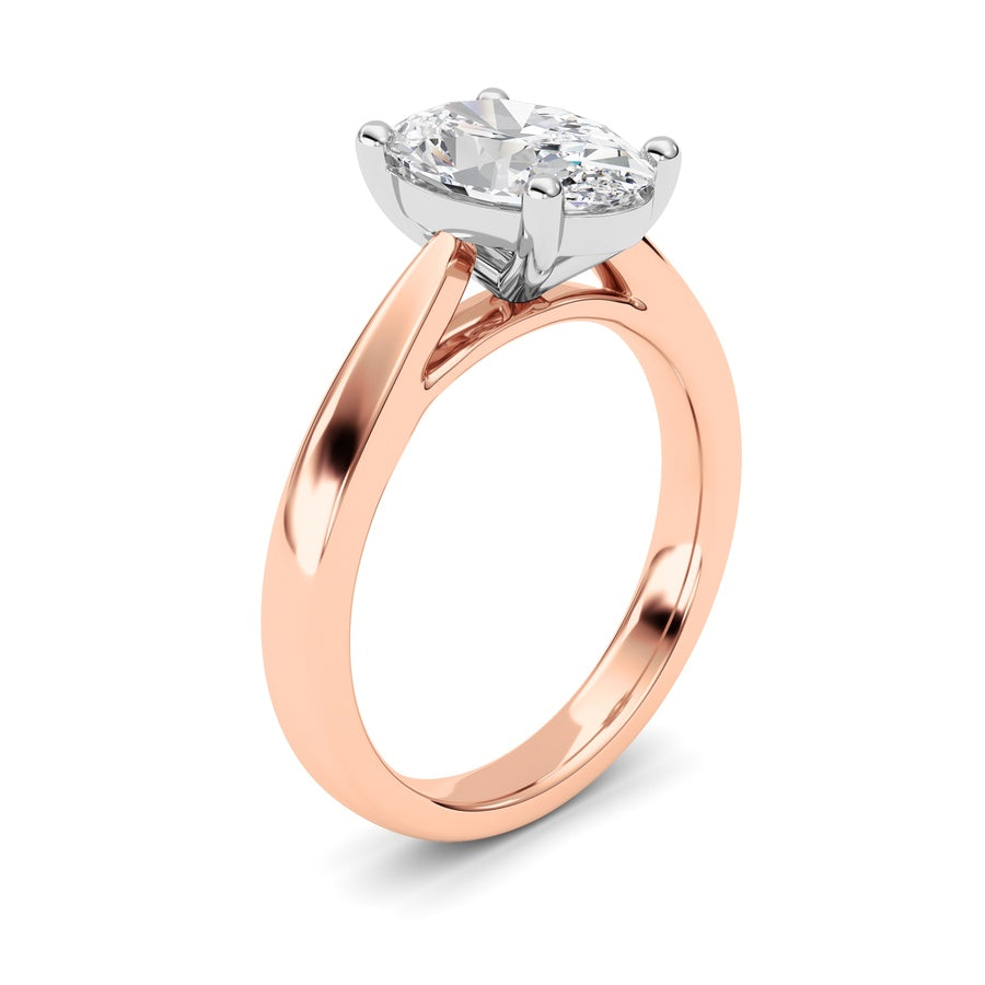 2CTW Oval Shaped Lab Grown Diamond (F/VS) Classic Shank Solitaire Engagement Ring in 14K Gold