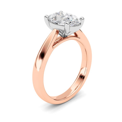 2CTW Oval Shaped Lab Grown Diamond (F/VS) Classic Shank Solitaire Engagement Ring in 14K Gold
