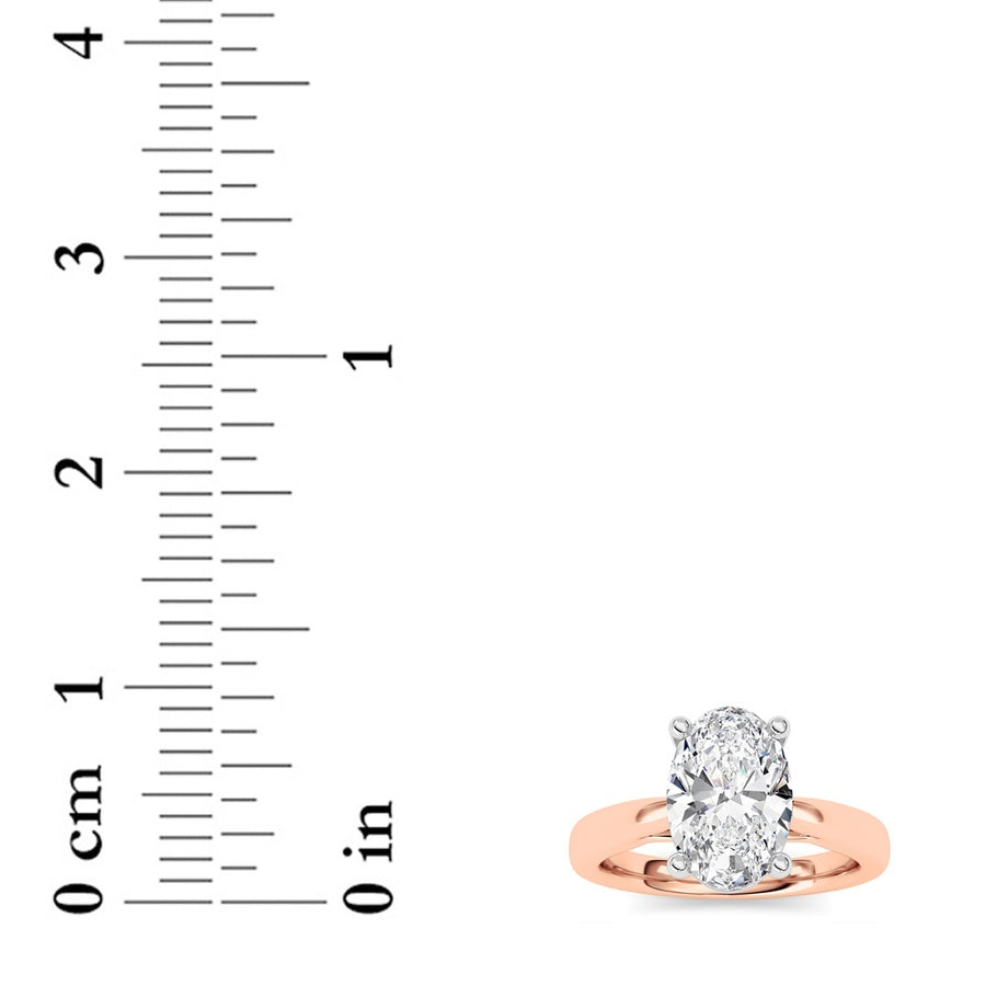 2CTW Oval Shaped Lab Grown Diamond (F/VS) Classic Shank Solitaire Engagement Ring in 14K Gold