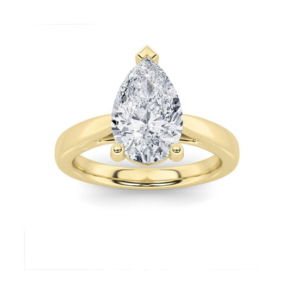 2CTW Pear Shaped Lab Grown Diamond (F/VS) Classic Shank Solitaire Engagement Ring in 14K Gold