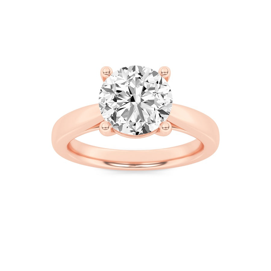 2CTW Round Shaped Lab Grown Diamond (F/VS) Classic Shank Solitaire Engagement Ring in 14K Gold