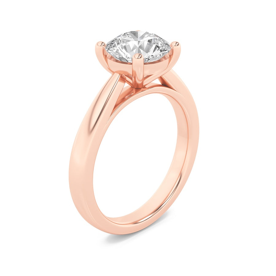 2CTW Round Shaped Lab Grown Diamond (F/VS) Classic Shank Solitaire Engagement Ring in 14K Gold