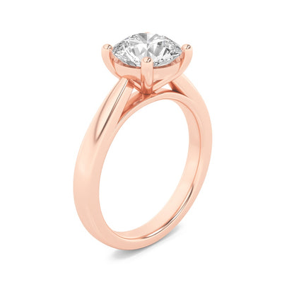 2CTW Round Shaped Lab Grown Diamond (F/VS) Classic Shank Solitaire Engagement Ring in 14K Gold