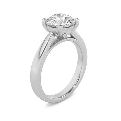 3CTW Round Shaped Lab Grown Diamond (F/VS) Classic Shank Solitaire Engagement Ring in 14K Gold