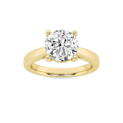 3CTW Round Shaped Lab Grown Diamond (F/VS) Classic Shank Solitaire Engagement Ring in 14K Gold