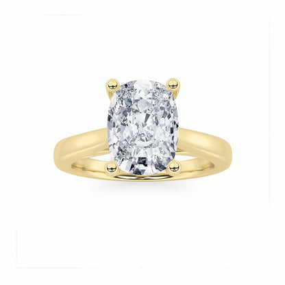 2CTW Elongated Cushion Shaped Lab Grown Diamond (G/VS) Two Tone Cathedral Shank Engagement Ring in 14K Gold