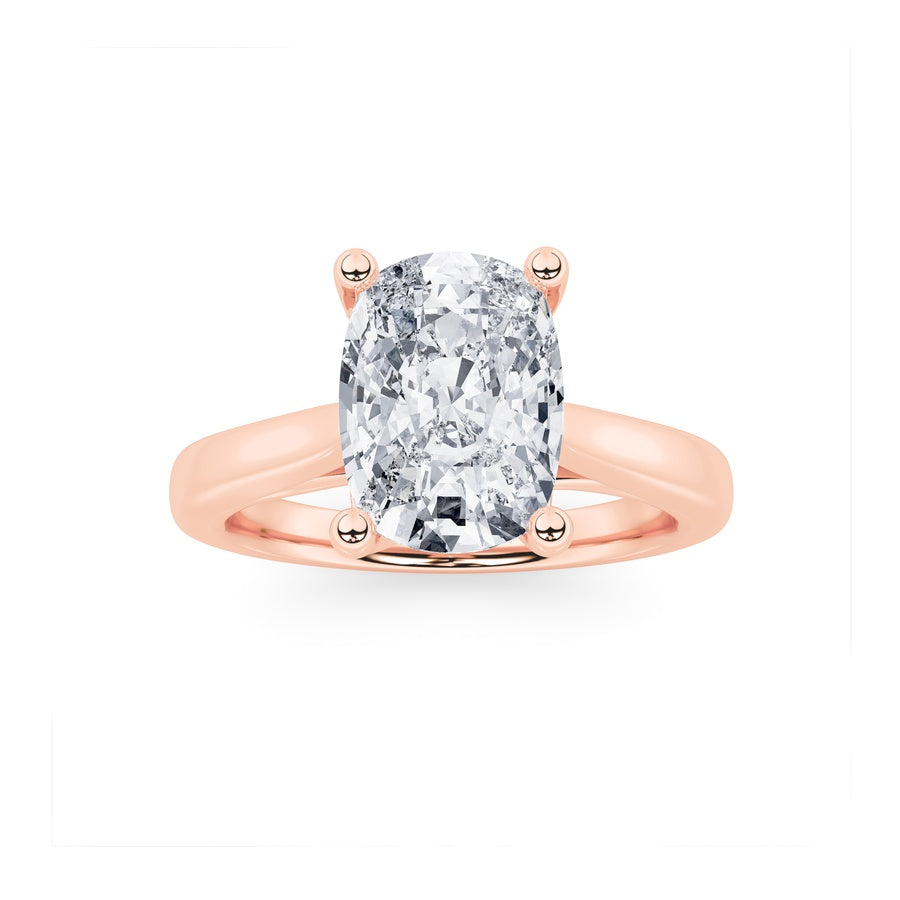 2CTW Elongated Cushion Shaped Lab Grown Diamond (G/VS) Two Tone Cathedral Shank Engagement Ring in 14K Gold